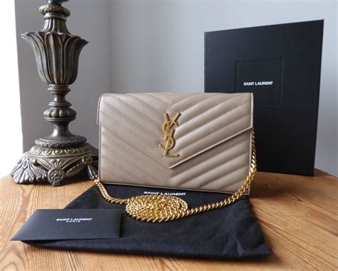 monogram ysl chevron quilted wallet on chain grey|YSL envelope wallet on chain.